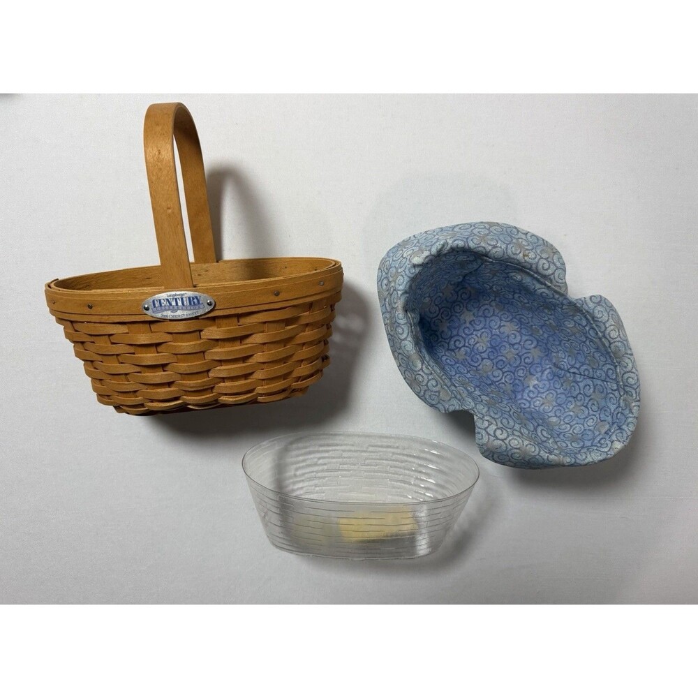 Longaberger Basket 2000 Century Celebration Blue Fabric Liner Plastic Protector - Picture 3 of 12